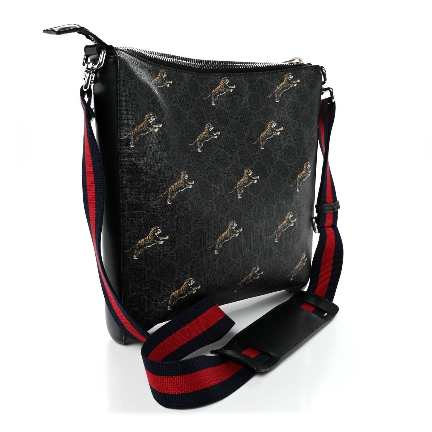 GG Supreme Monogram Tigers Web Messenger Bag Black Multicolor