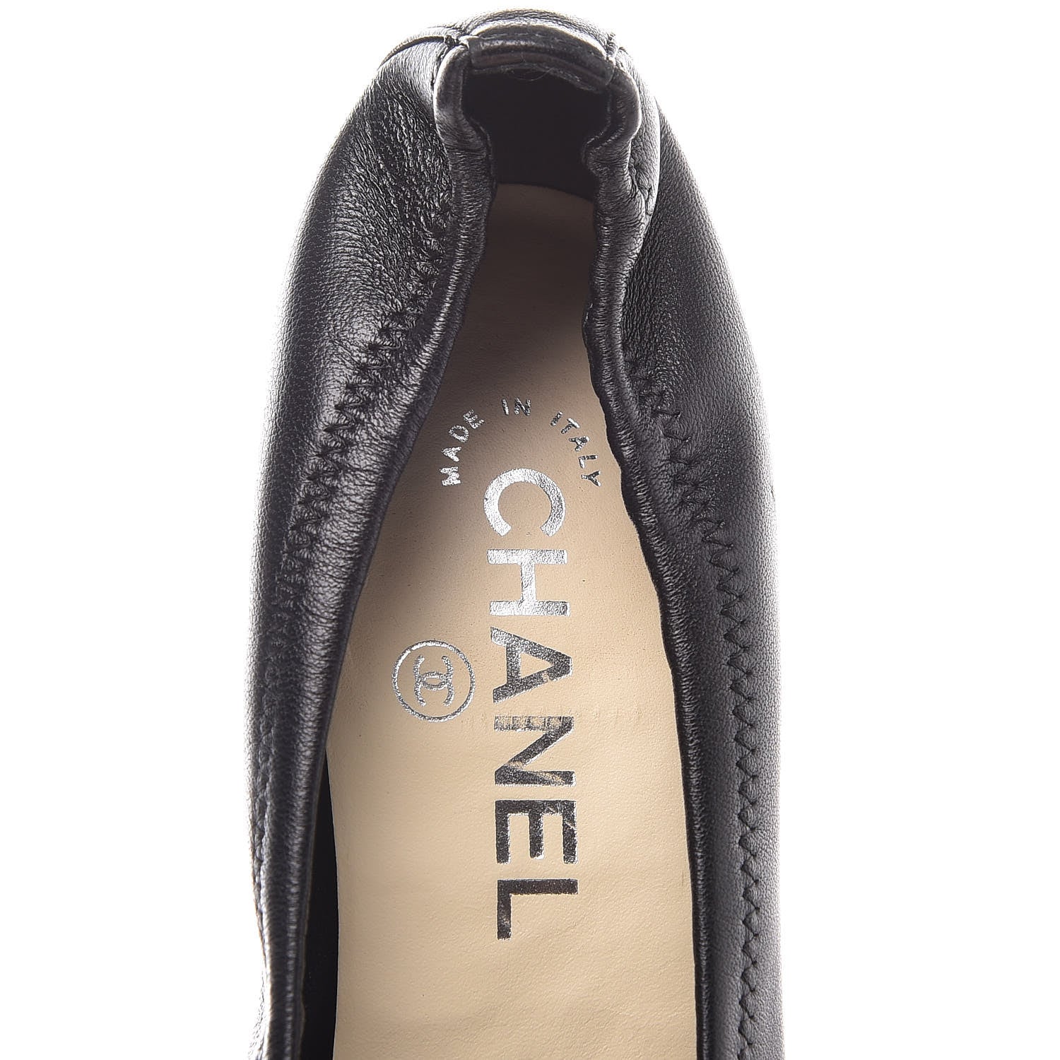 Chanel Lambskin Patent CC Elastic Pumps 38.5 Black 8 of 12