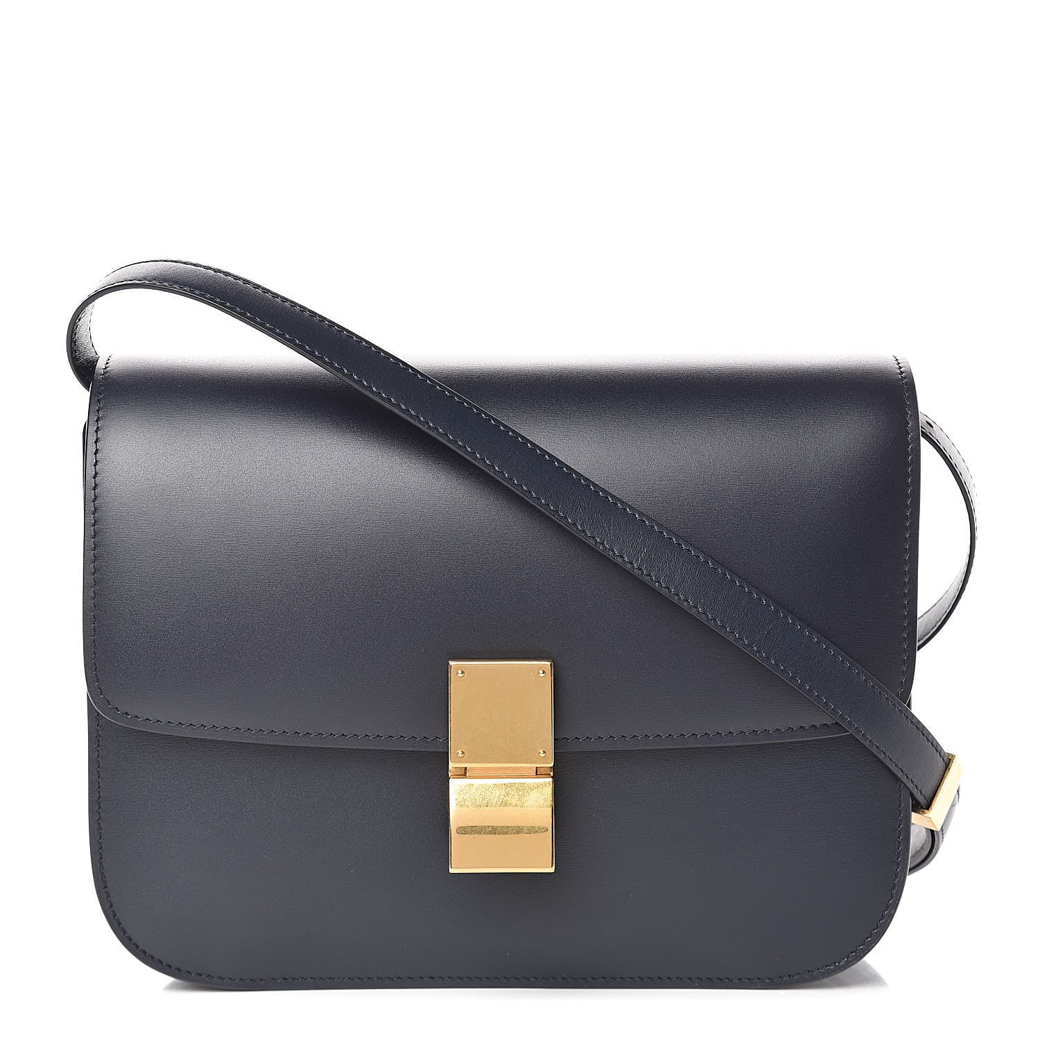 Celine Box Calfskin Medium Classic Box Flap Bag Navy Blue 1 of 12