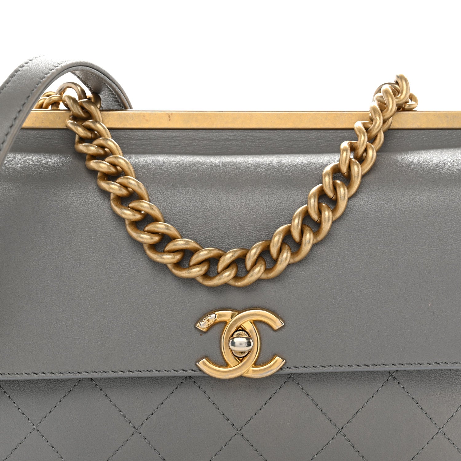 Chanel Lambskin Quilted Small Coco Lux Flap Grey 8 of 12