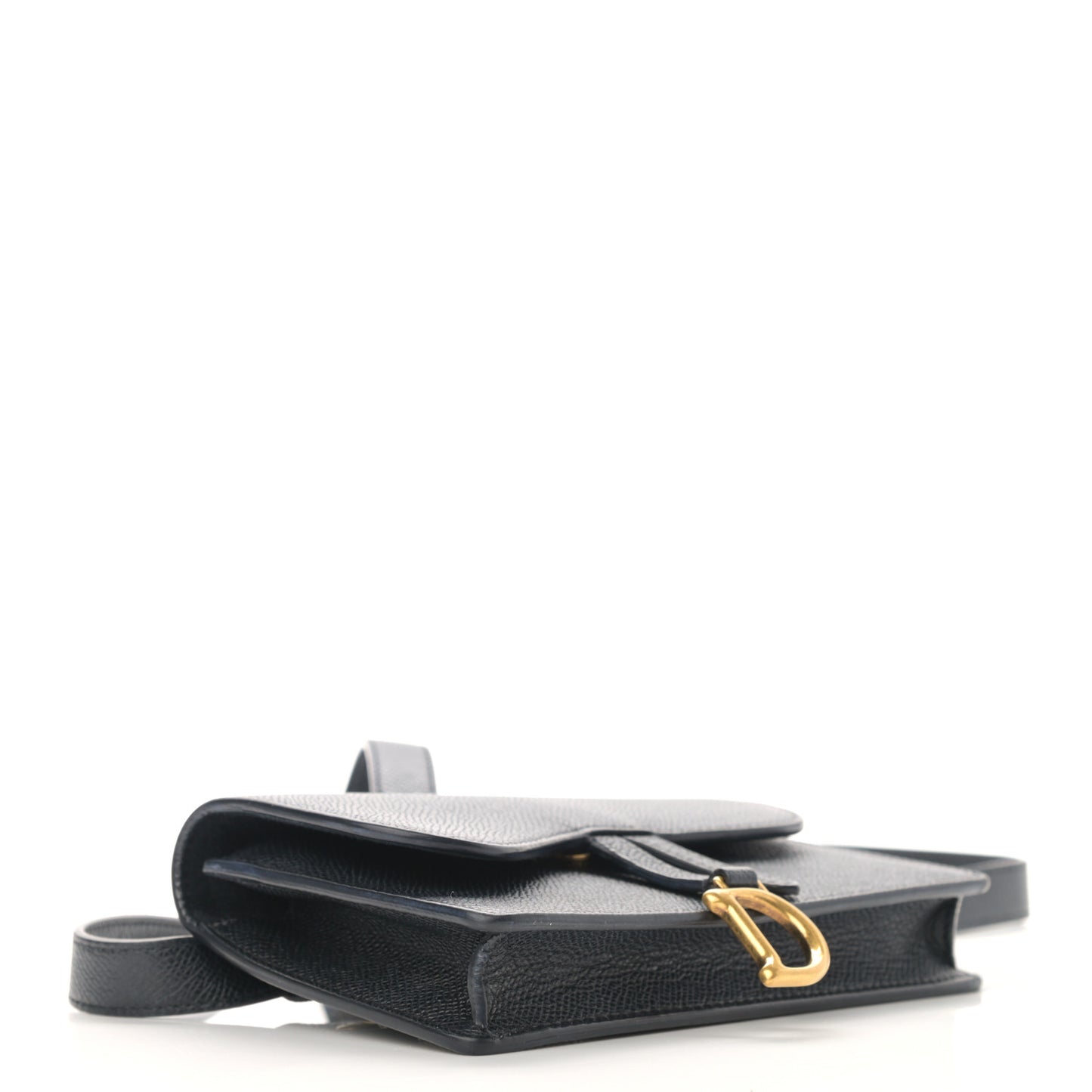 Grained Calfskin Saddle Belt Bag Black