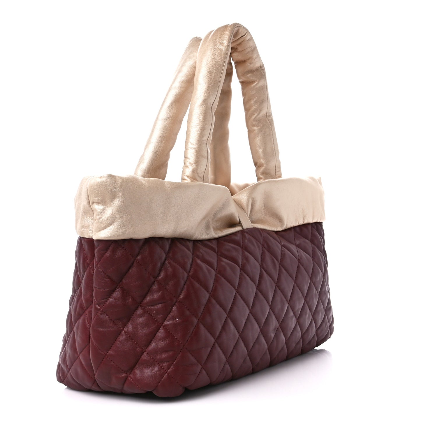 Metallic Lambskin Medium Coco Cocoon Reversible Tote Light Gold