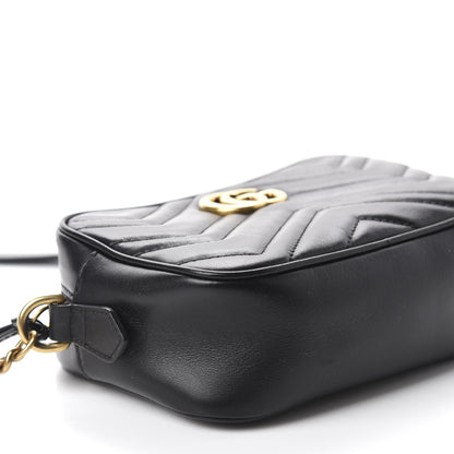 Gucci Calfskin Matelasse Mini GG Marmont Chain Shoulder Bag Black 6 of 11