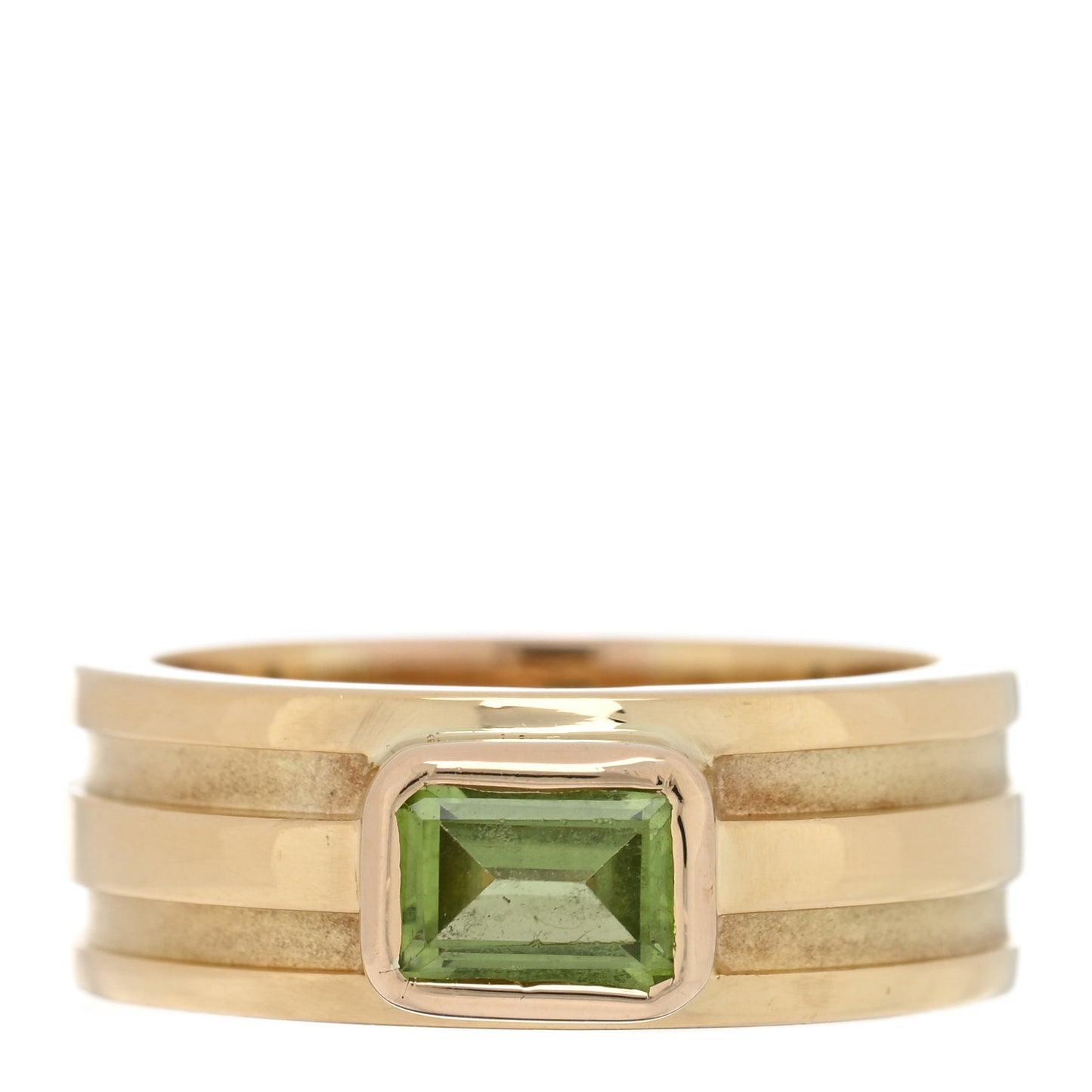 18K Yellow Gold Peridot Atlas Ring 58 8.25