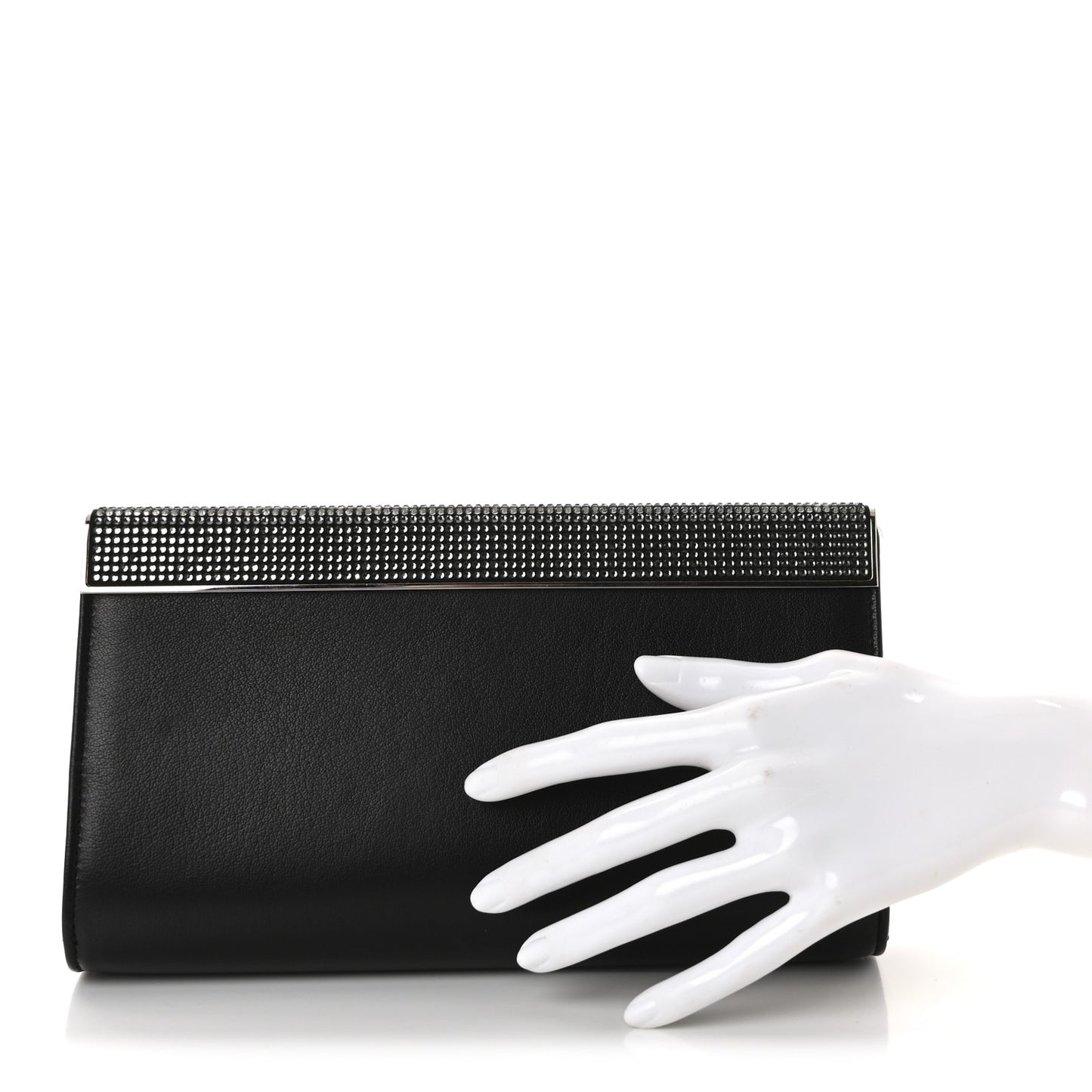 Nappa Hotfix Crystal Cayla Clutch Black