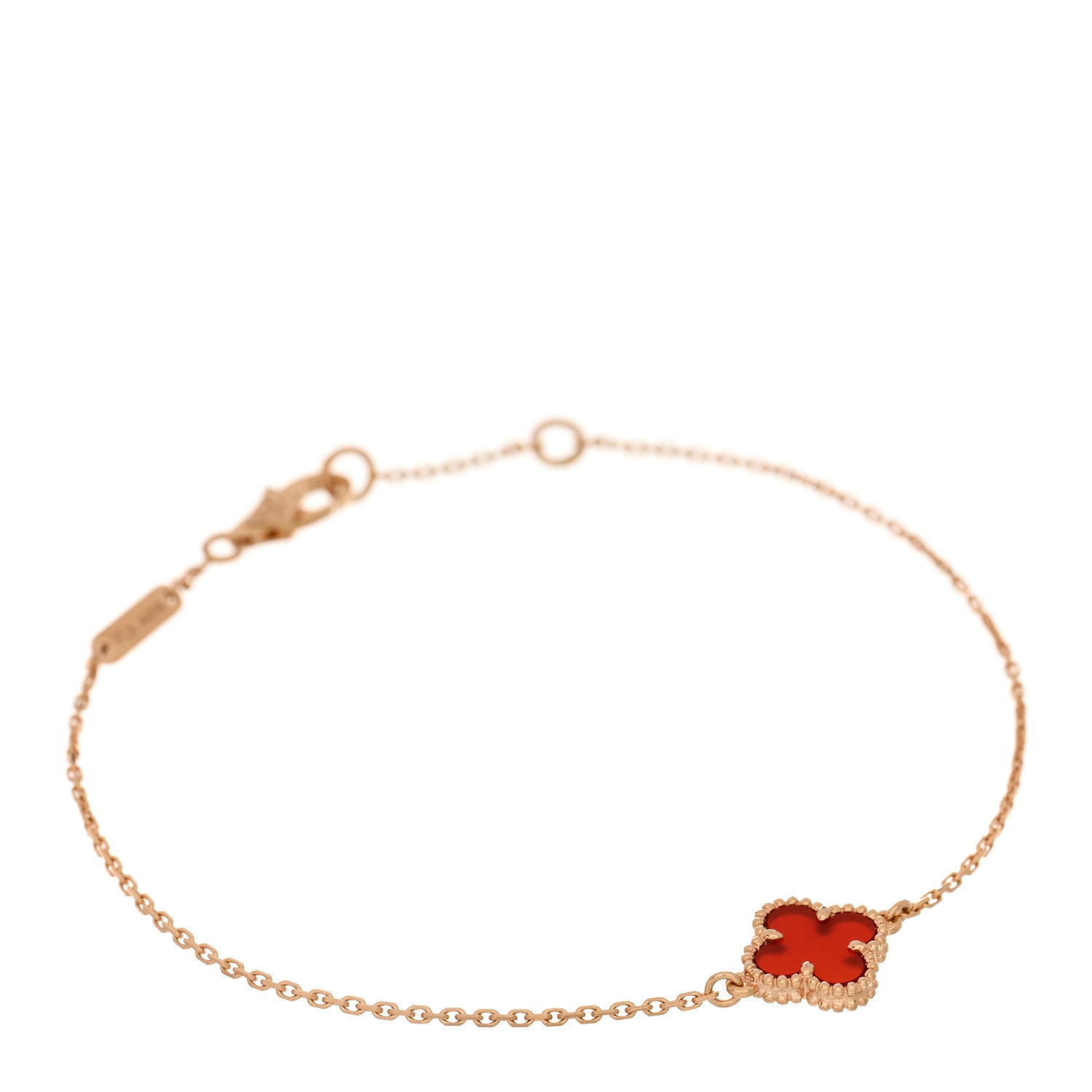 Van Cleef & Arpels 18K Rose Gold Carnelian Sweet Alhambra Bracelet 1 of 4