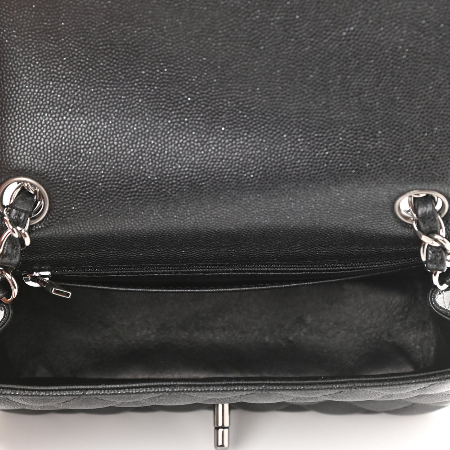 Iridescent Caviar Quilted Mini Rectangular Flap Black