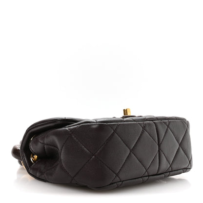 Chanel Lambskin Wenge Quilted Mini Fashion Wood Square Flap Dark Purple 3 of 10
