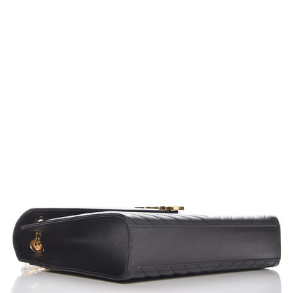 Saint Laurent Grain De Poudre Matelasse Chevron Large Monogram Satchel Black 4 of 6