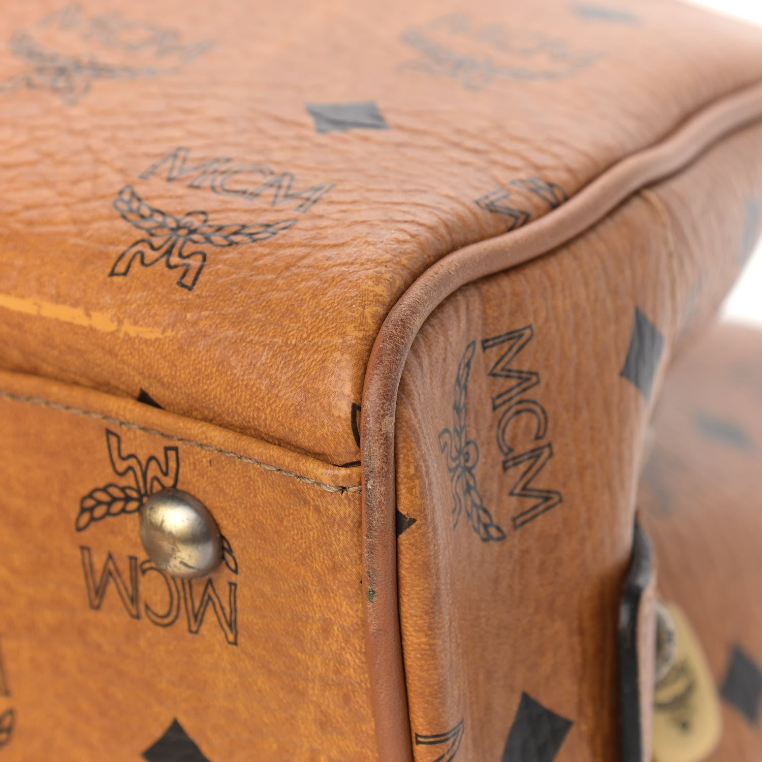 MCM Visetos Pocket Satchel Cognac 11 of 13
