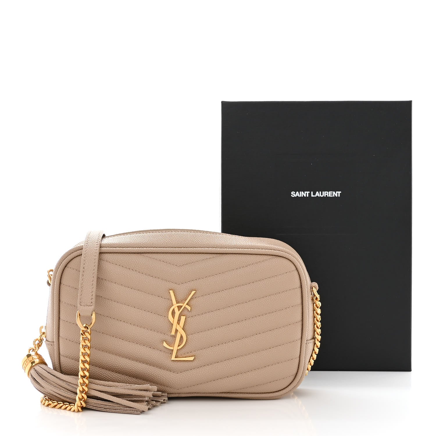 Saint Laurent Grain De Poudre Matelasse Monogram Mini Lou Camera Bag Dark Beige 11 of 11