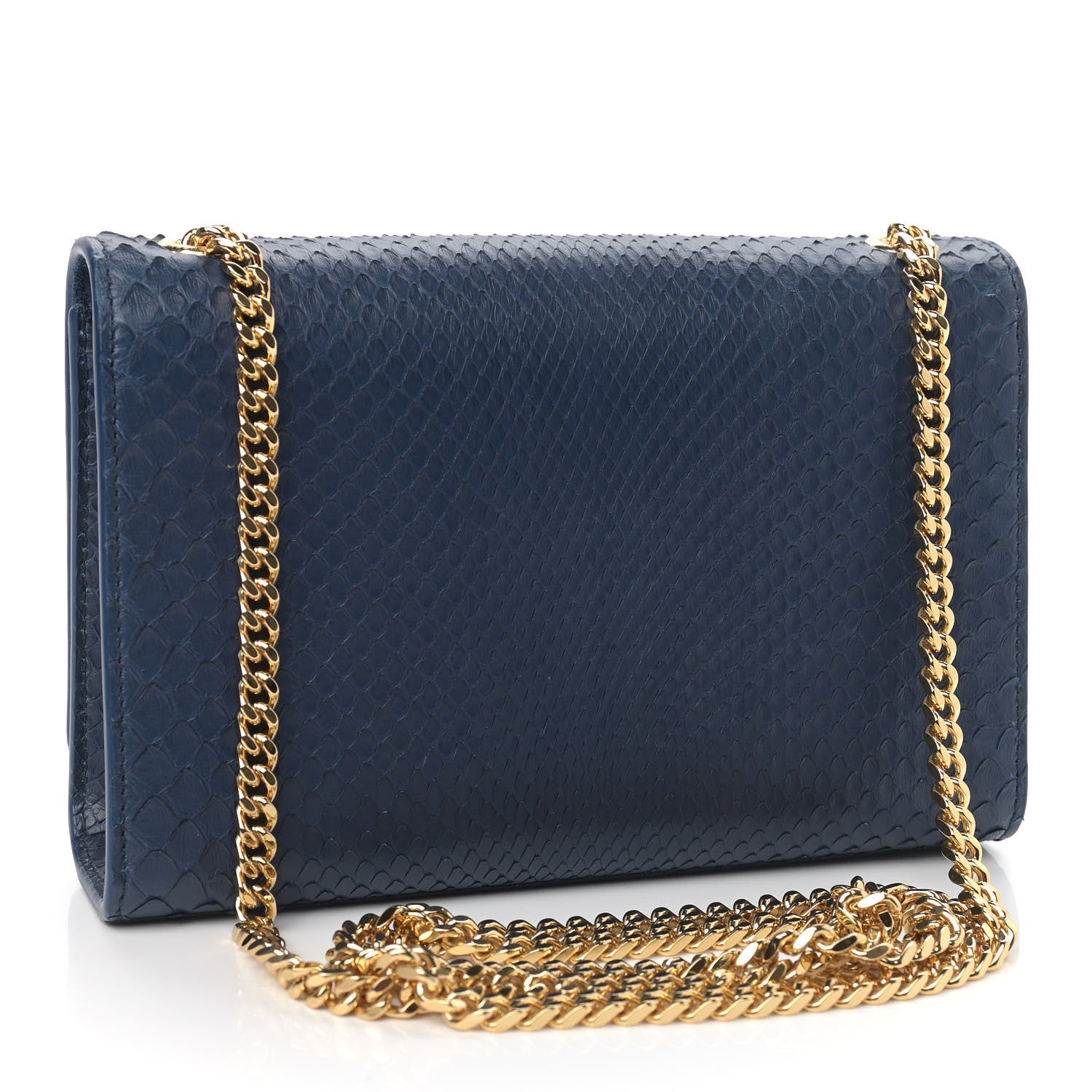 Saint Laurent Snakeskin Small Classic Monogram Kate Tassel Satchel Blue 3 of 9