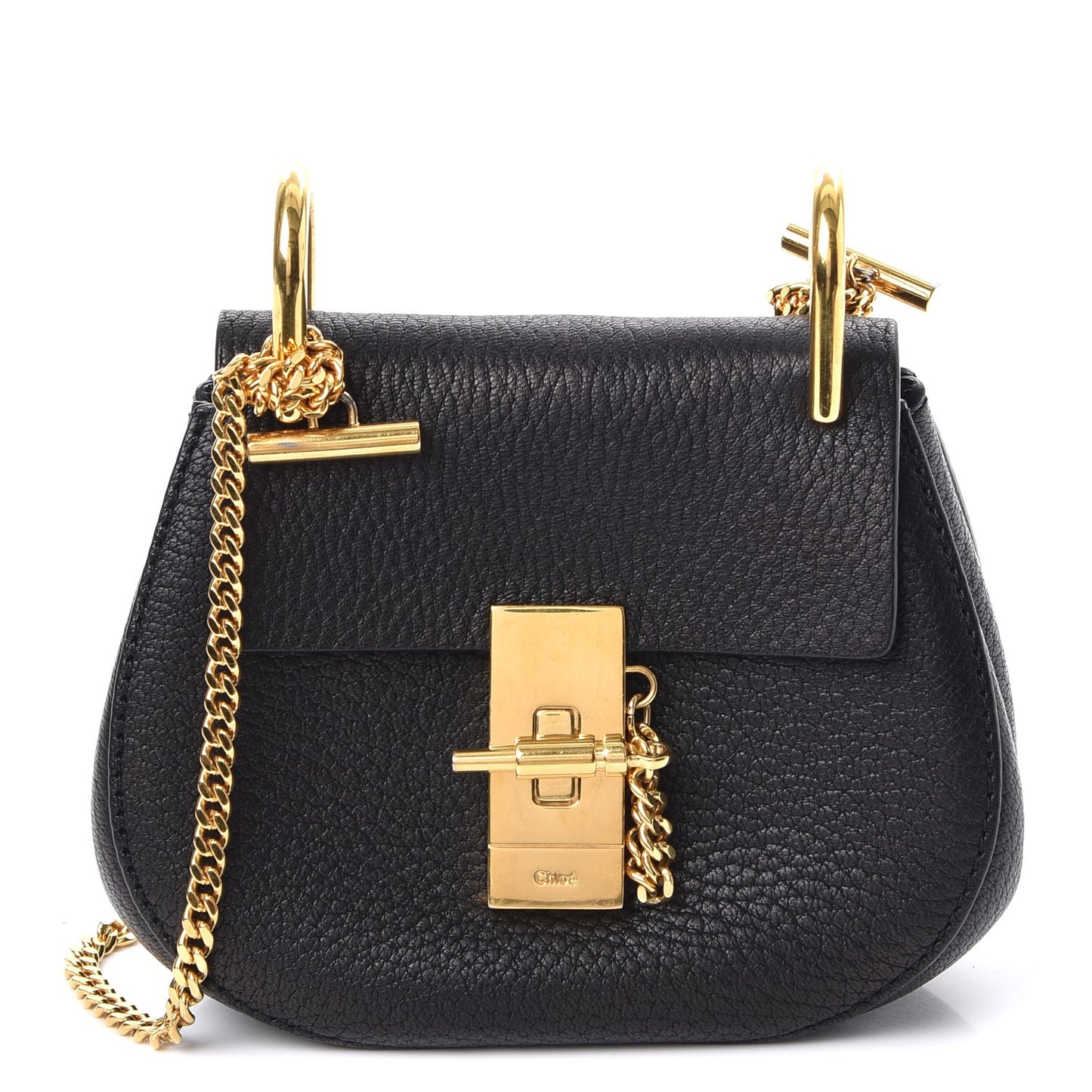 Grained Lambskin Mini Drew Shoulder Bag Black