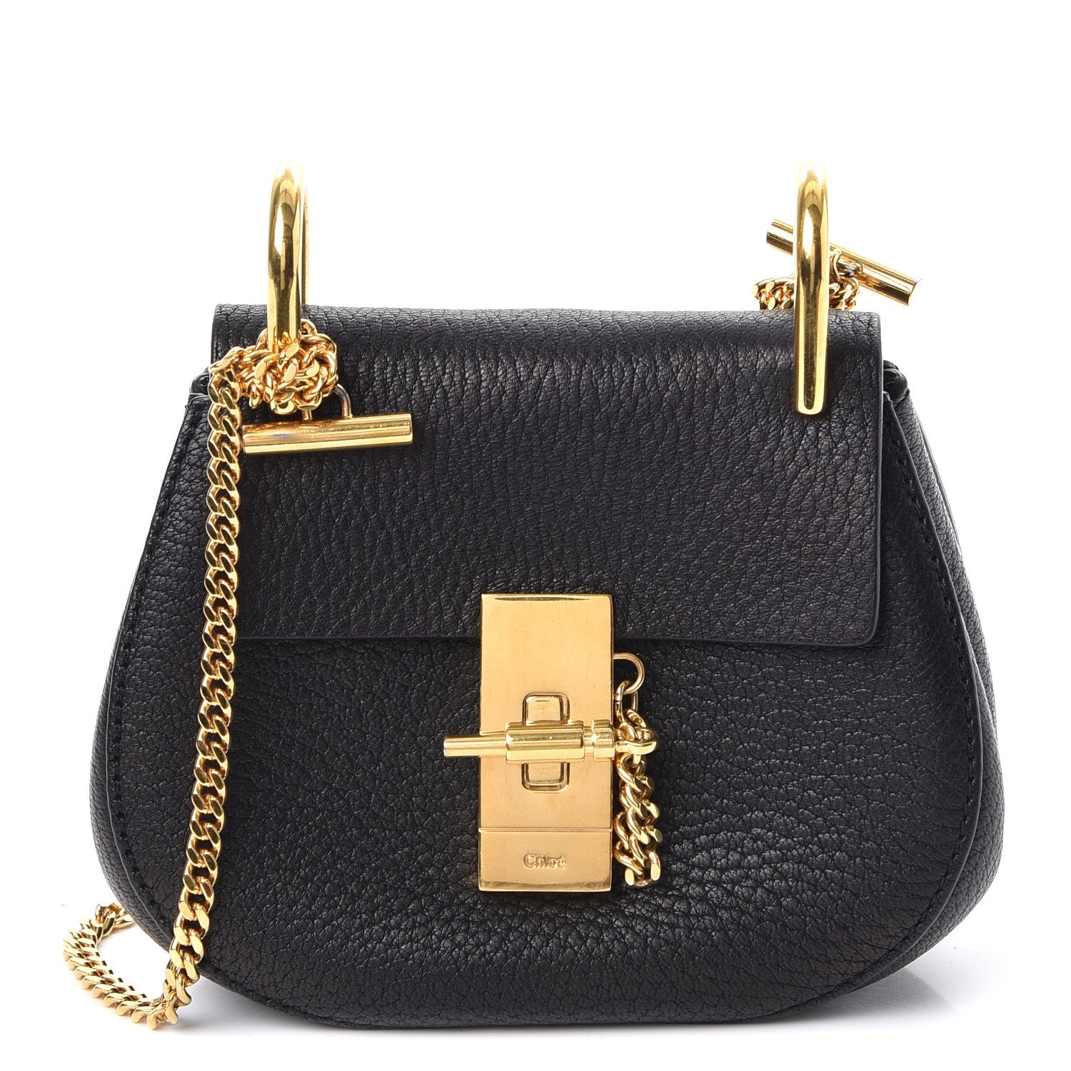 Chloe Grained Lambskin Mini Drew Shoulder Bag Black 1 of 8