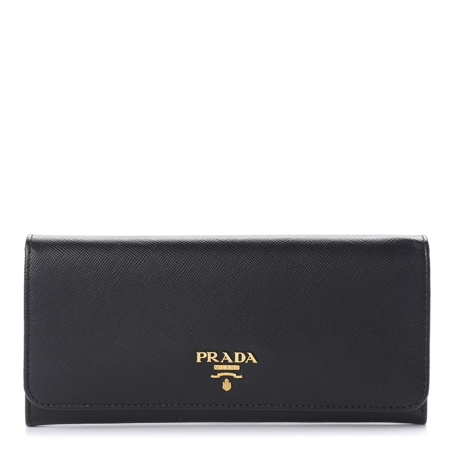 Saffiano Metal Continental Flap Wallet Black