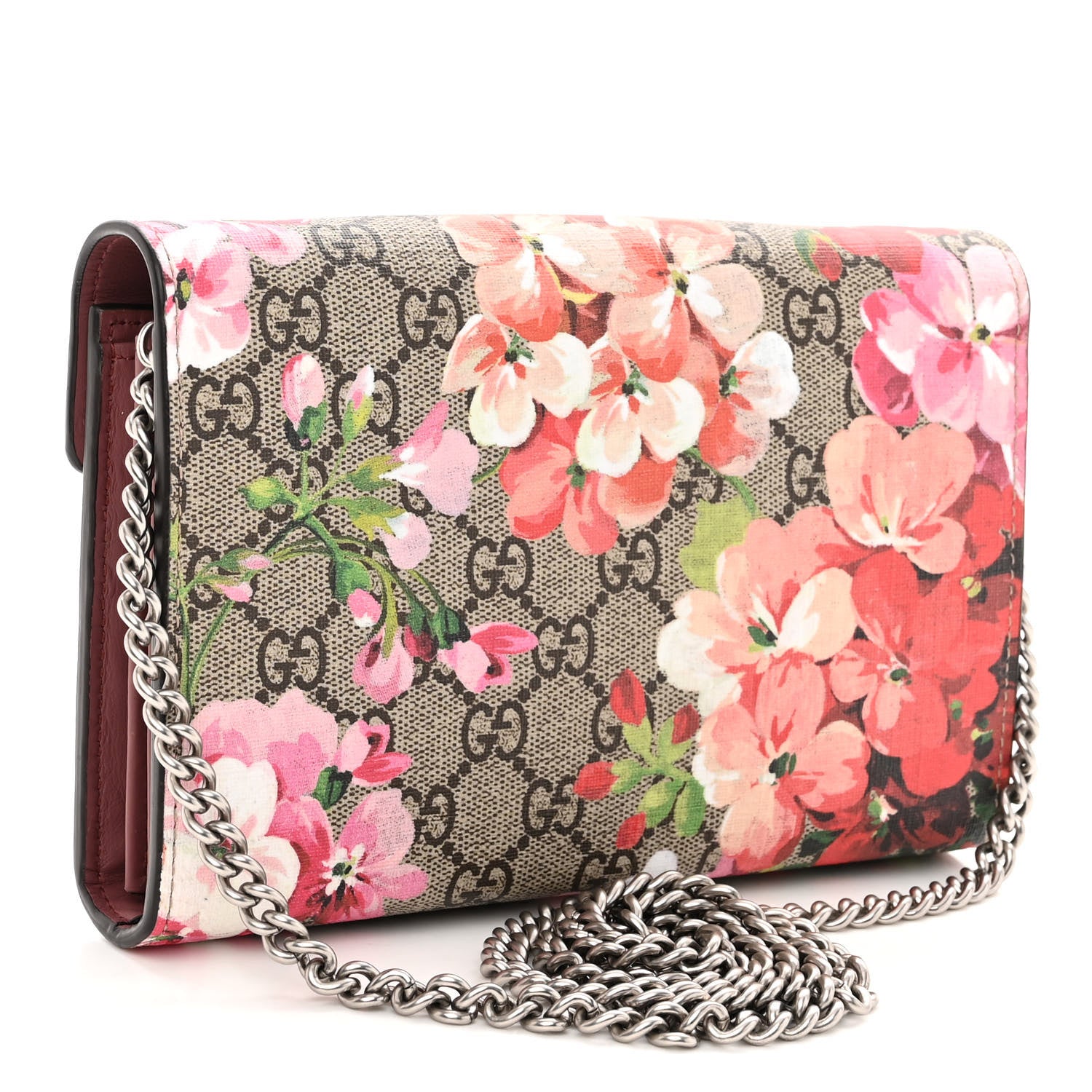 Gucci GG Supreme Monogram Blooms Mini Dionysus Chain Wallet Beige Multicolor Dry Rose 3 of 12