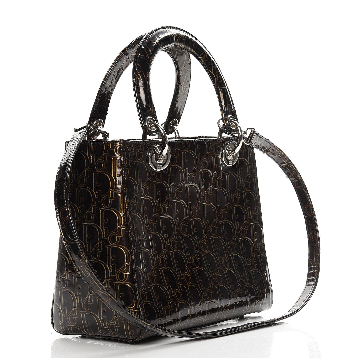 Christian Dior Patent Ultimate Medium Lady Dior Brown 4 of 12