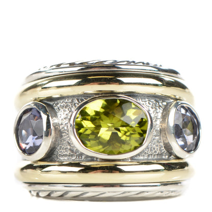 David Yurman Sterling Silver 14K Yellow Gold Amethyst Peridot Renaissance Ring 52 6 1 of 5