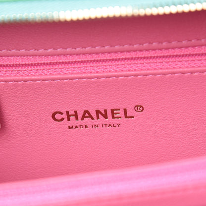 Chanel Caviar Quilted Medium CC Filigree Vanity Case Pink Green Blue 6 of 10
