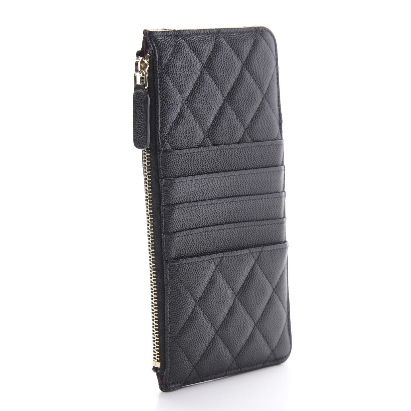 Caviar Quilted Classic Flat Wallet Pouch Black