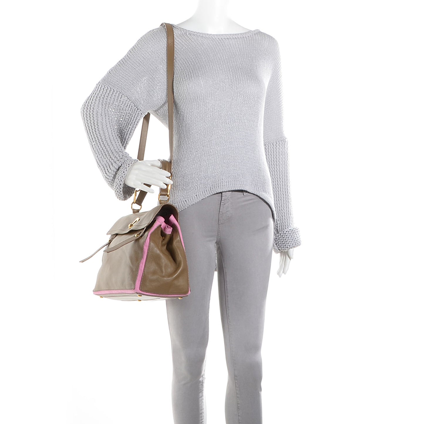 Calfskin Canvas Medium Muse Two Taupe Pink
