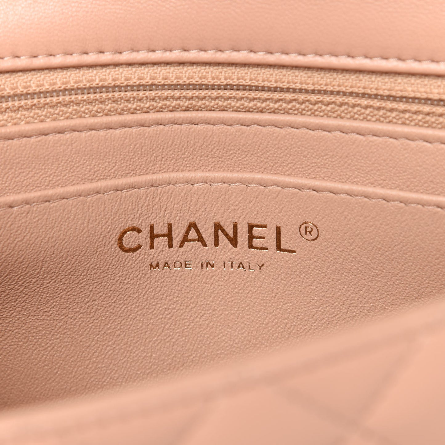 Lambskin Quilted Mini Rectangular Flap Beige