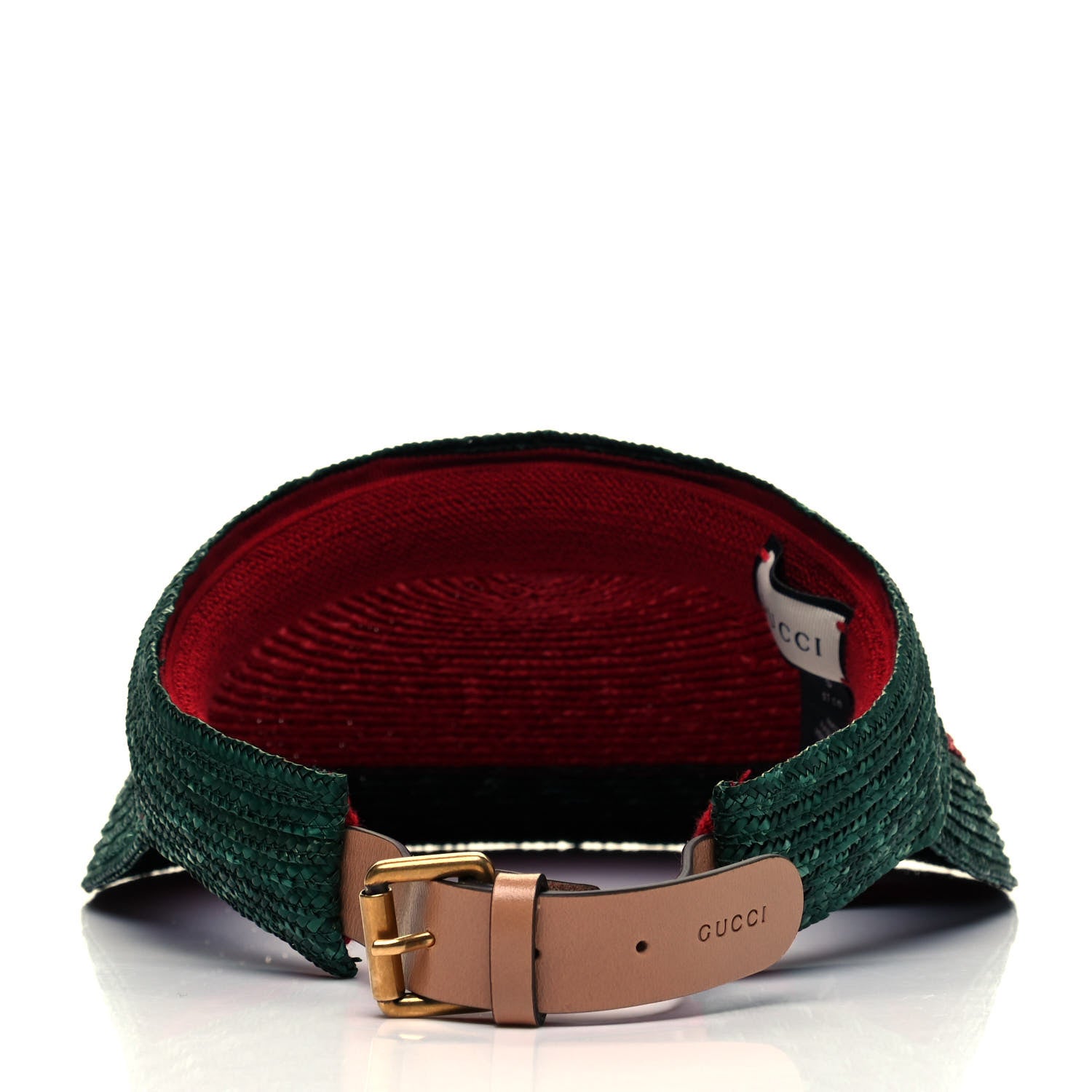 Gucci Raffia Web Visor S Green Red 4 of 6