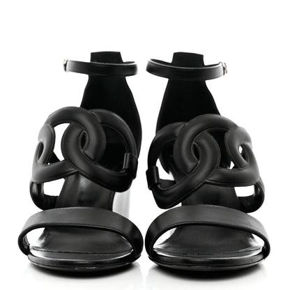 Hermes Nappa Brisbane Wedge Sandals 37 Black 2 of 11