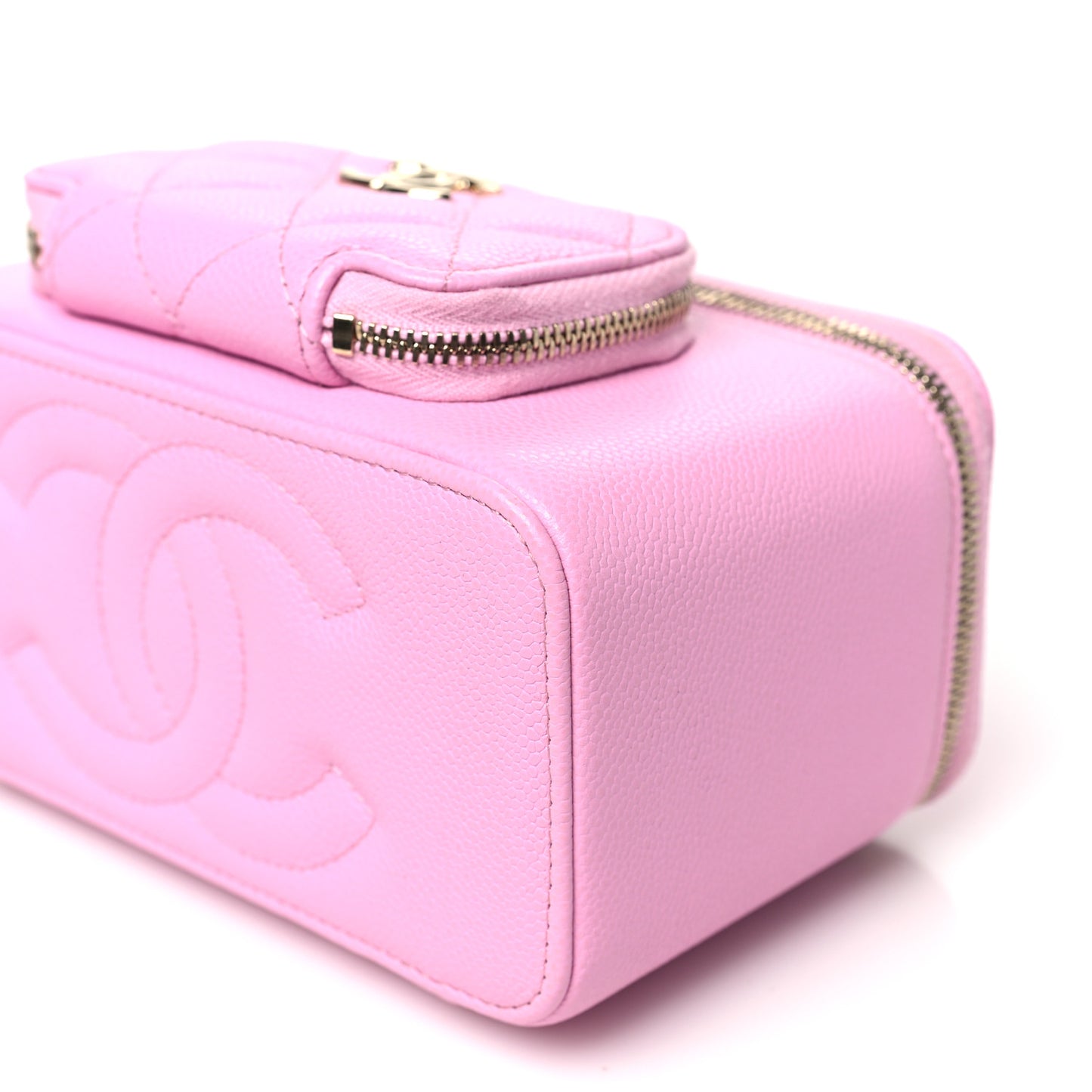 Caviar Quilted Top Handle Pocket Vanity Case Lilac