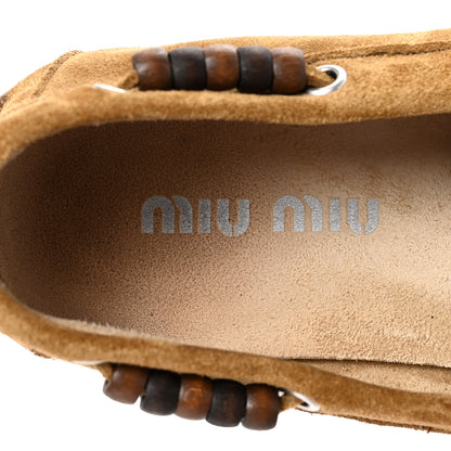 Miu Miu Suede Tassel Loafers 37 Olive Green 8 of 9