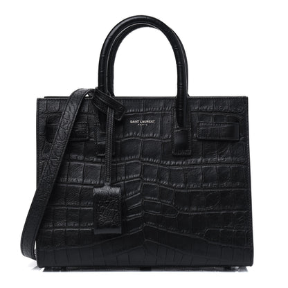 Saint Laurent Calfskin Crocodile Embossed Nano Sac De Jour Black 1 of 4