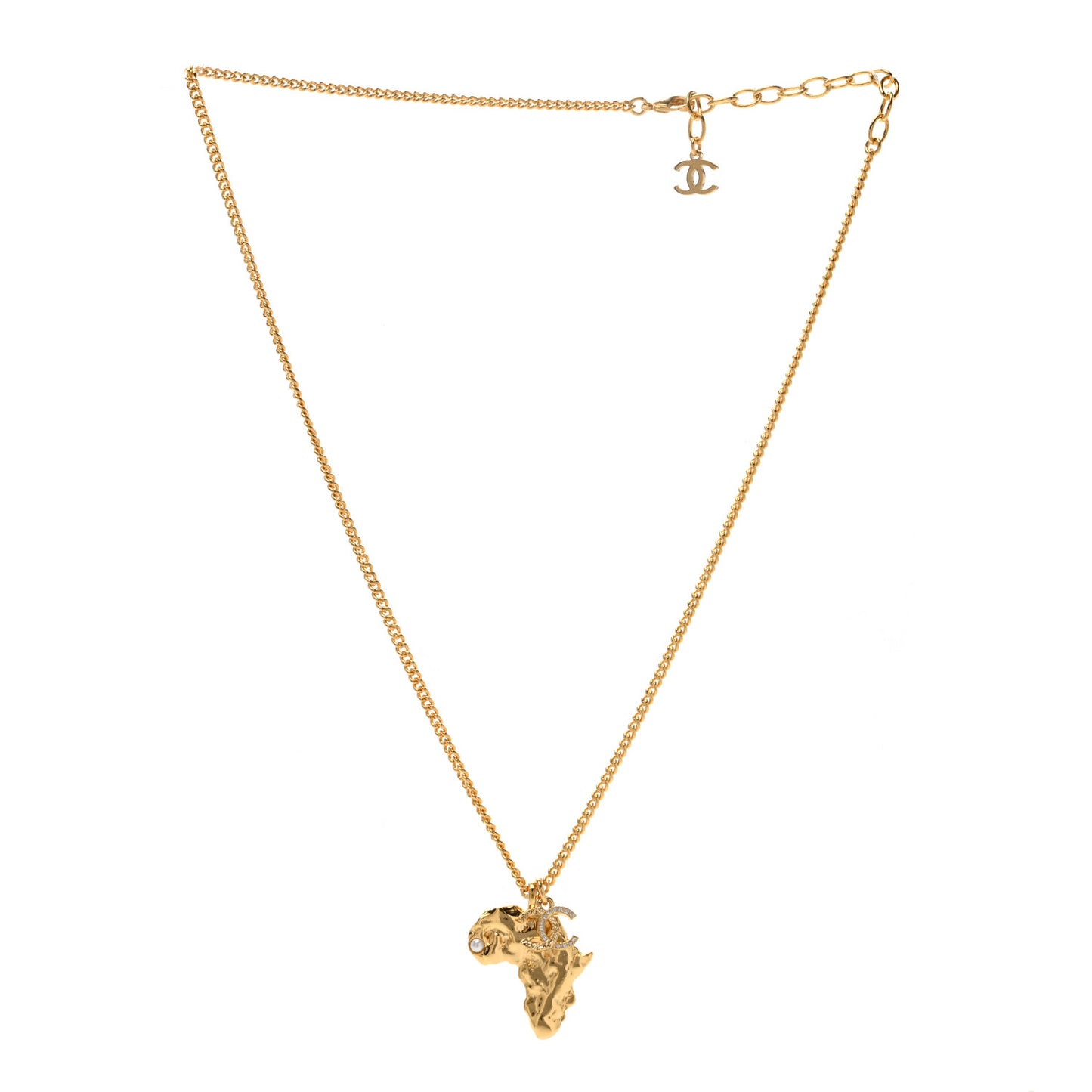 Crystal Pearl CC Africa Pendant Necklace Gold White