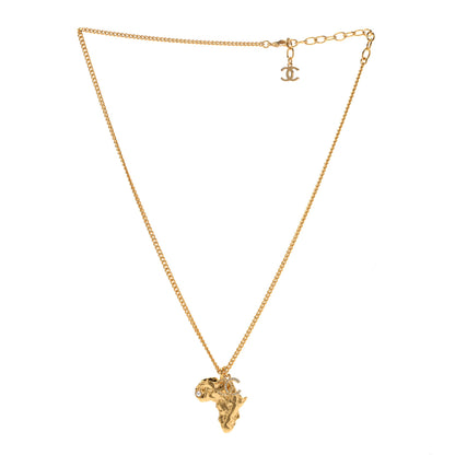 Chanel Crystal Pearl CC Africa Pendant Necklace Gold White 3 of 4