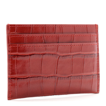 Chanel Calfskin Crocodile Embossed Crococo Card Holder Burgundy 3 of 8
