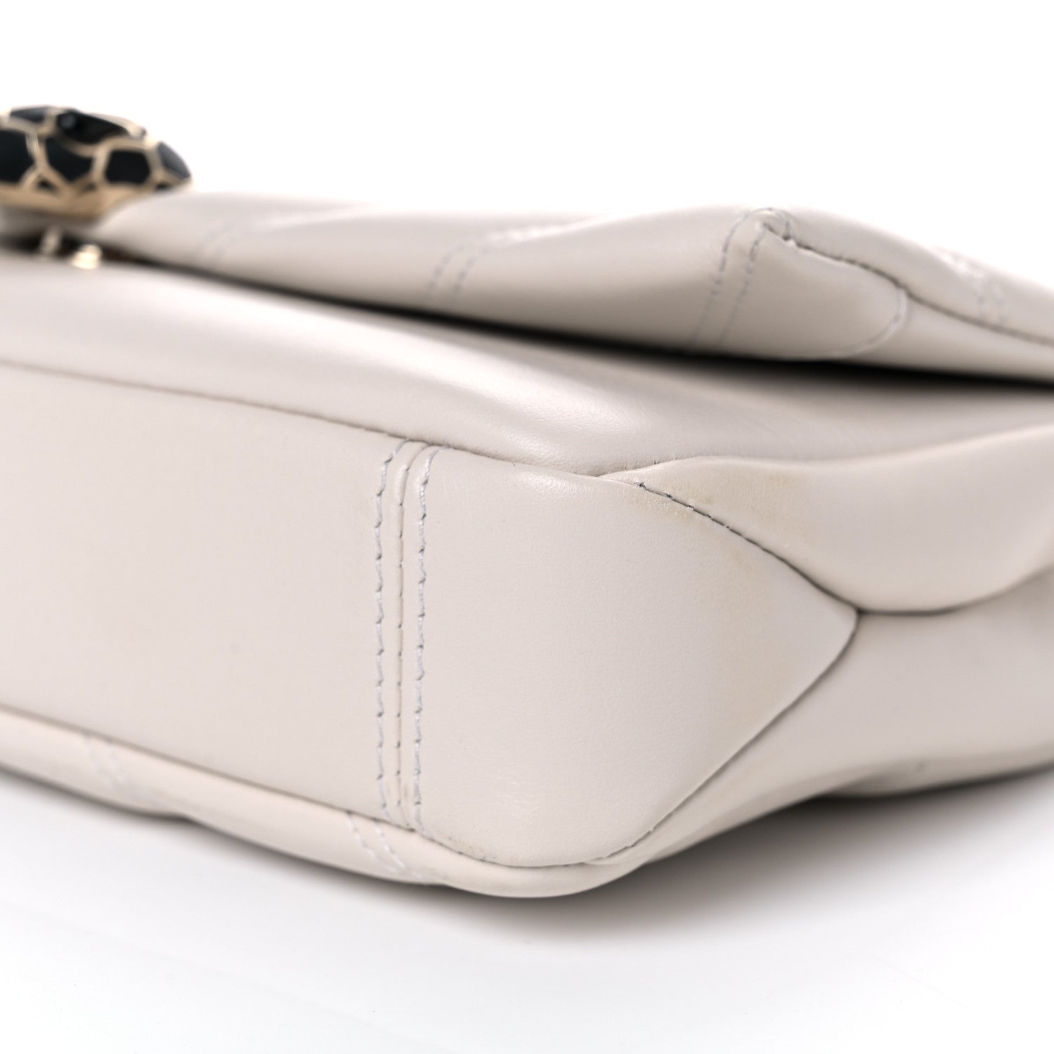 Bulgari Calfskin Matelasse Small Serpenti Cabochon Shoulder Bag White 6 of 10