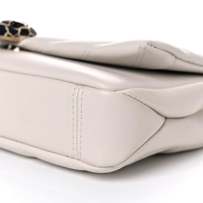 Bulgari Calfskin Matelasse Small Serpenti Cabochon Shoulder Bag White 6 of 10