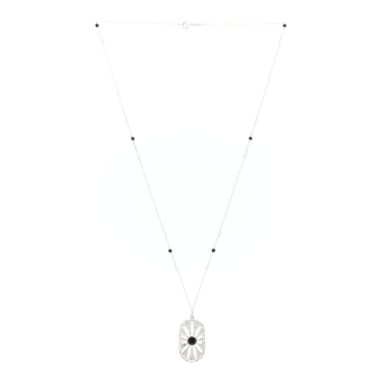 Tiffany Sterling Silver Black Onyx Pearl Ziegfeld Daisy Pendant Necklace 3 of 4
