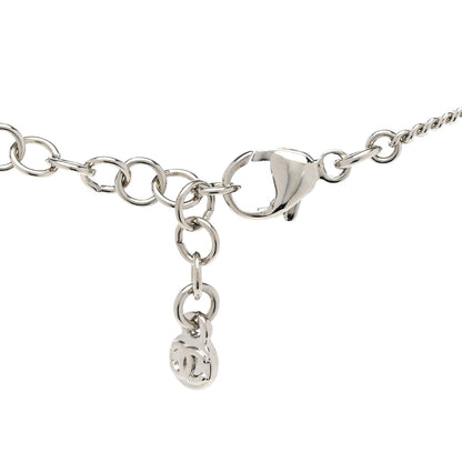 Chanel Crystal CC Drop Pendant Necklace Silver 5 of 6