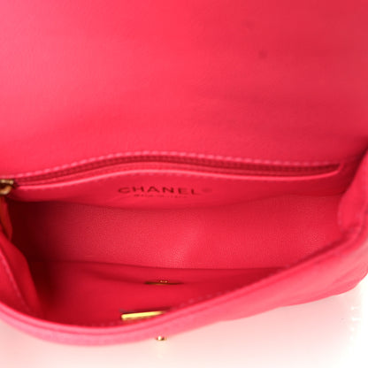 Chanel Caviar Quilted Sweetheart Mini Flap Dark Pink 5 of 9