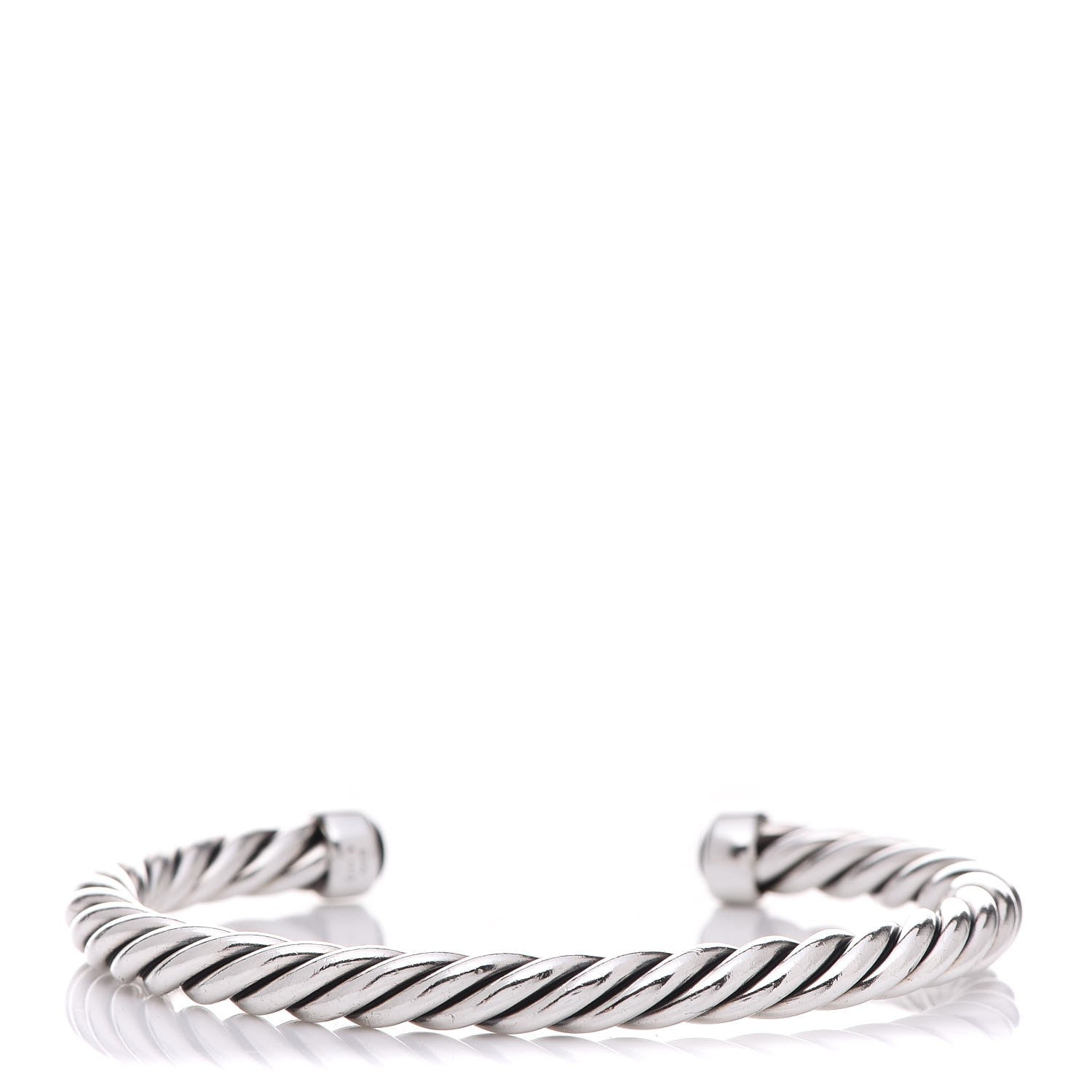 David Yurman Sterling Silver Onyx 6mm Cable Classic Cuff Bracelet 3 of 4