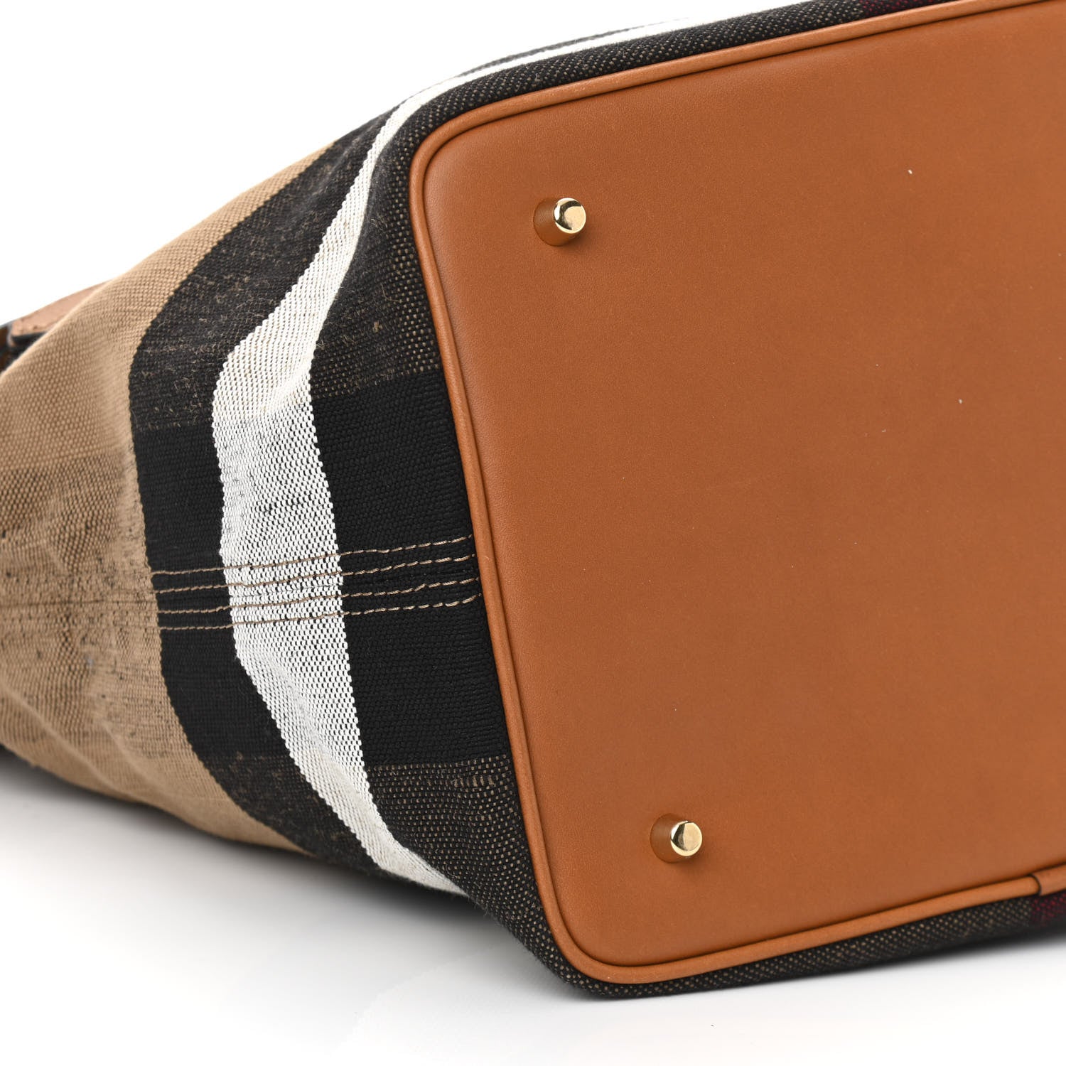 Burberry Grainy Calfskin Canvas Mega Check Medium Ashby Tassel Hobo Saddle Brown 10 of 11