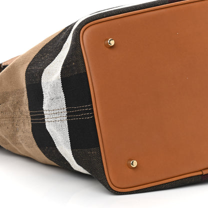 Burberry Grainy Calfskin Canvas Mega Check Medium Ashby Tassel Hobo Saddle Brown 10 of 11