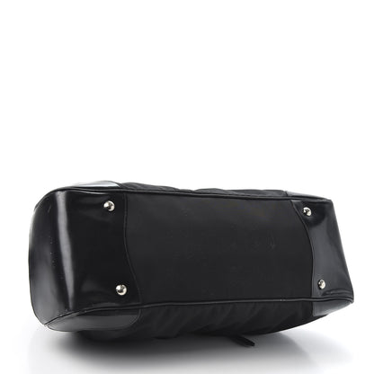 Prada Tessuto Nylon Calfskin Frame Satchel Black 3 of 15