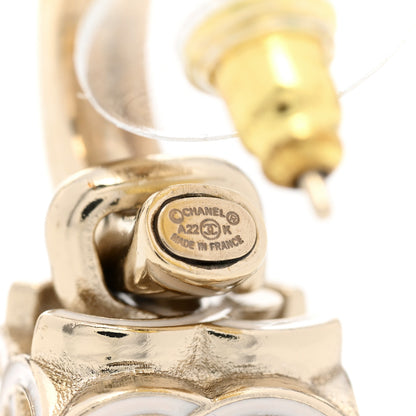 Chanel Enamel CC Cube Drop Earrings Gold White 3 of 6