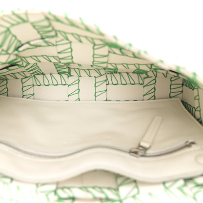 Bottega Veneta Lambskin Maxi Intreccio Overlock Stitched Cassette Crossbody Bag White Parakeet 5 of 11