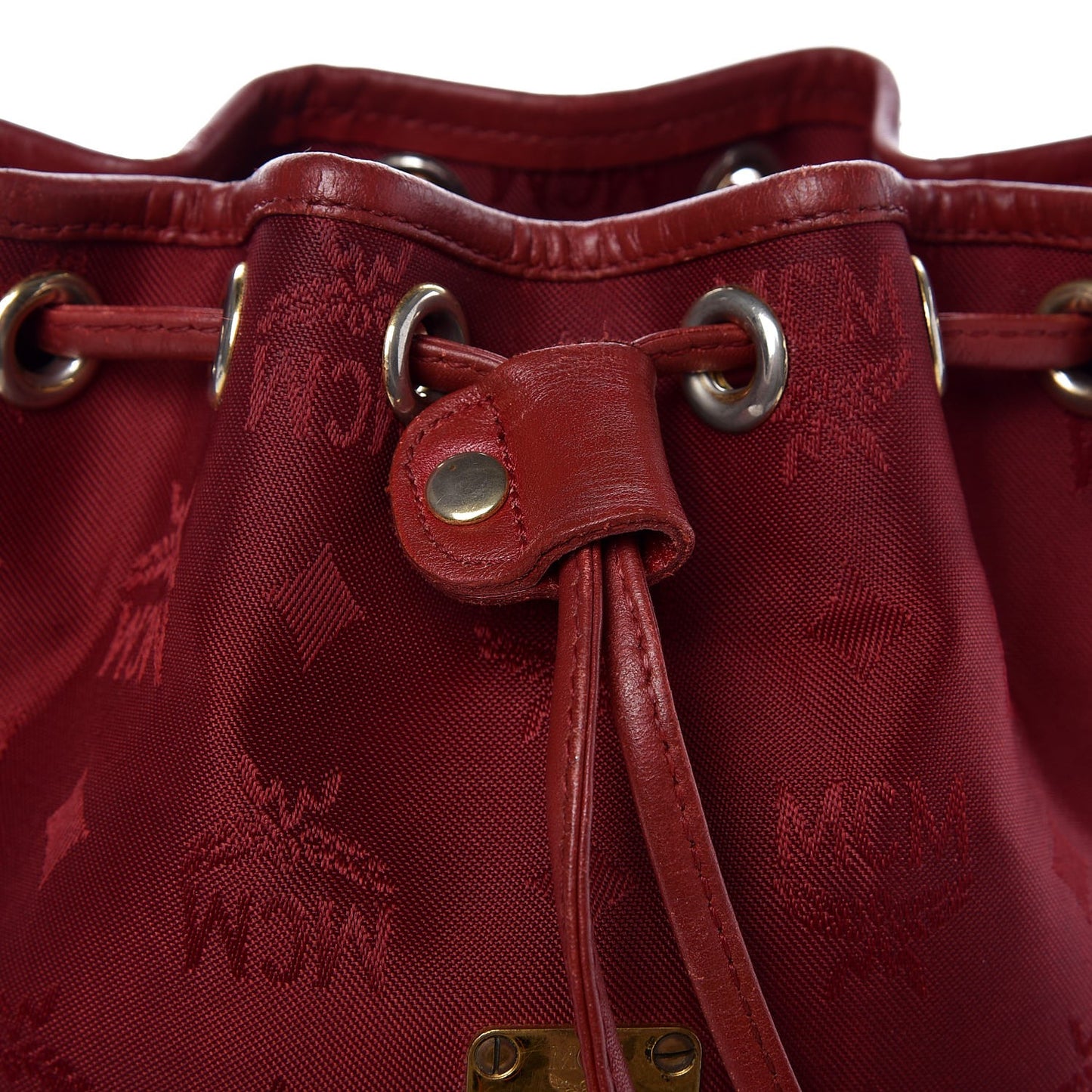 Nylon Monogram Bucket Shoulder Bag Red