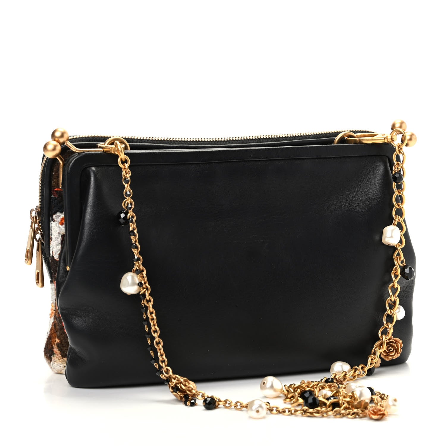 Dolce & Gabbana Calfskin Printed Clutch Black Multicolor 3 of 8