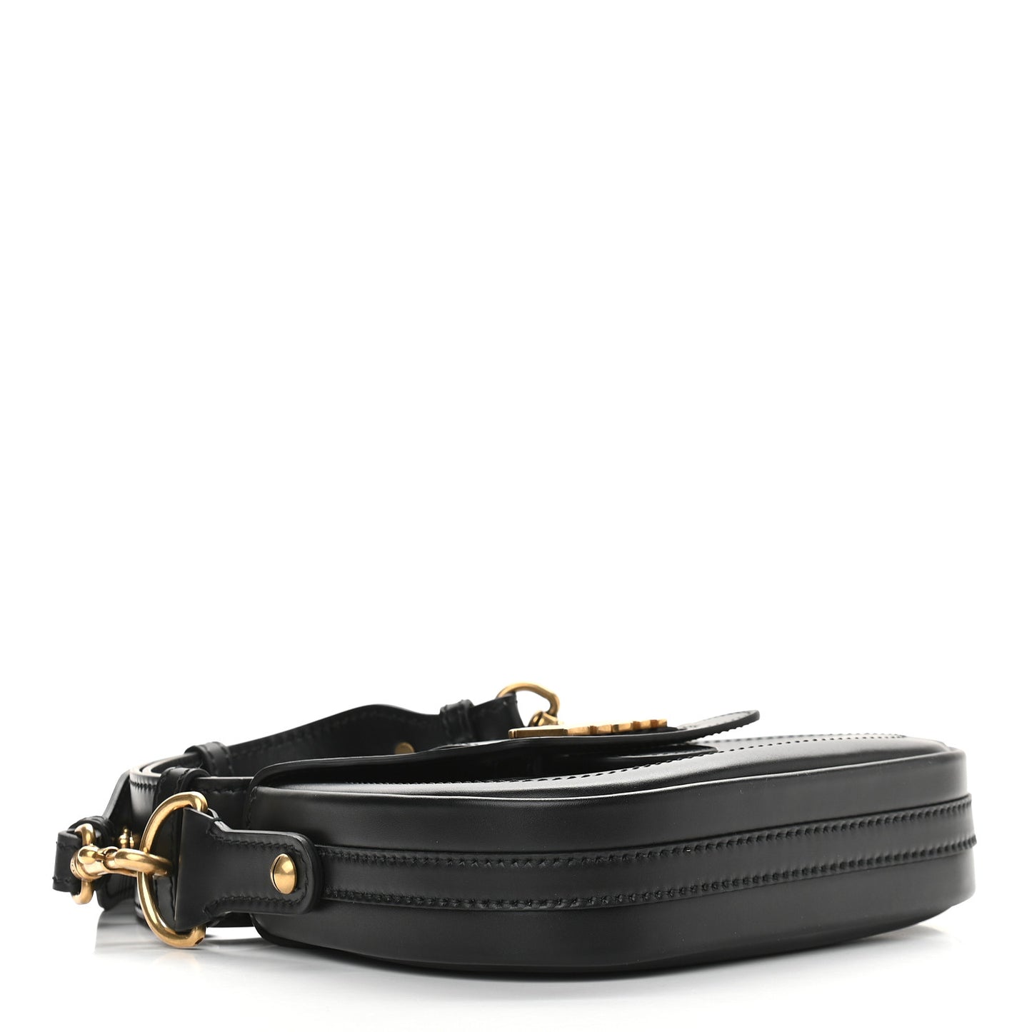 Calfskin D Fence Saddle Bag Black