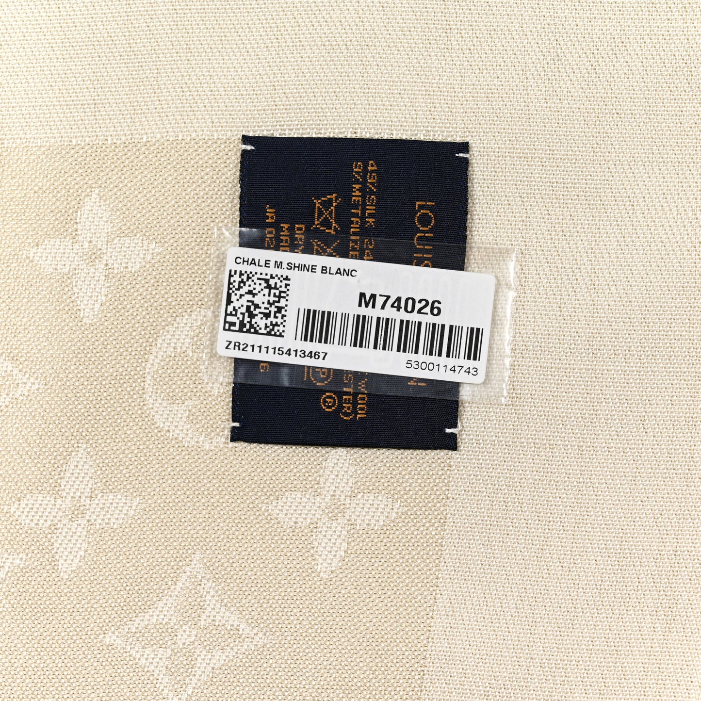 Silk Wool Monogram Shine Shawl White