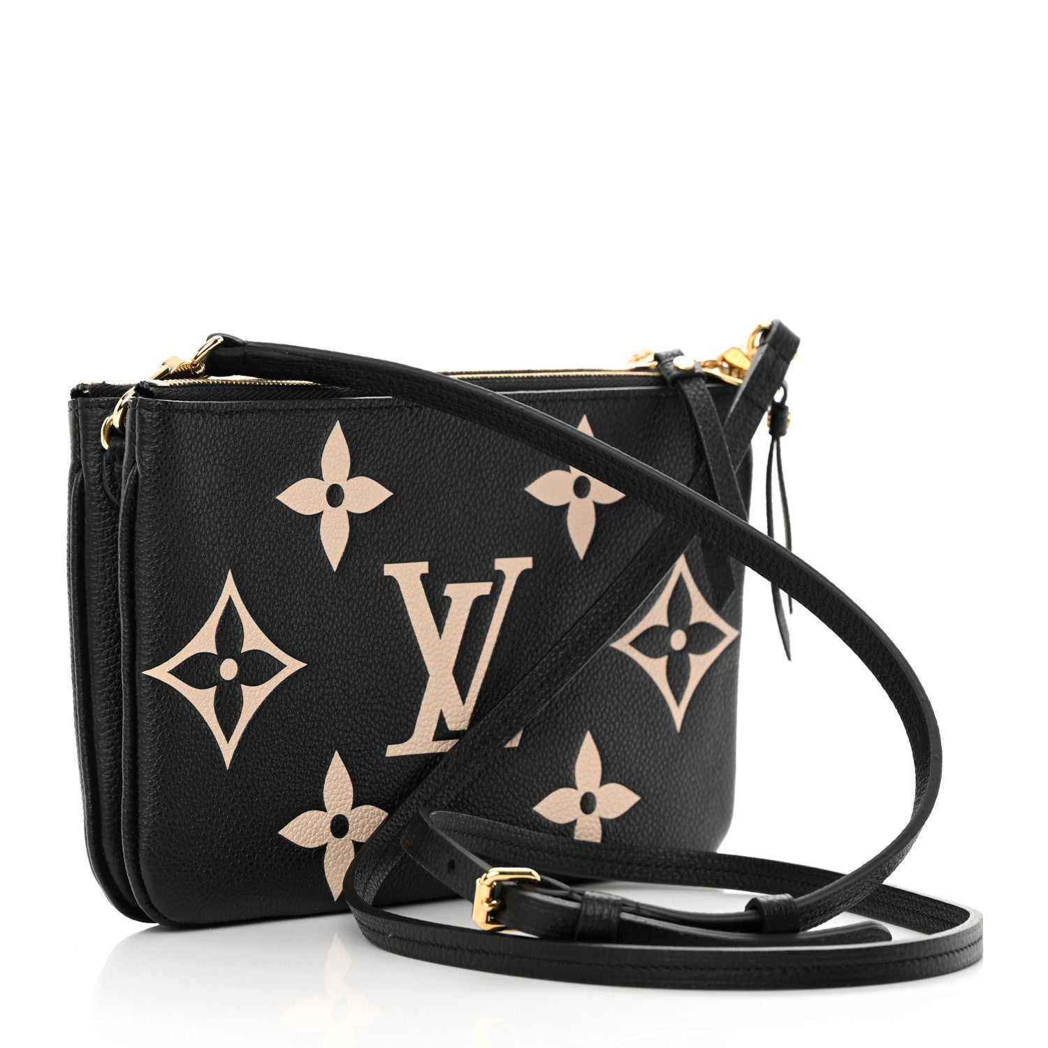 Louis Vuitton Empreinte Monogram Giant Double Zip Pochette Black Cream 3 of 13